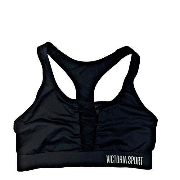 Victoria Sport Racerback Black Sport Bra Bralette The Player Unlined MEDIUM - Picture 1 of 5